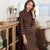 Long Sleeve Floral Flocking Retro Cheongsam Mother Dress