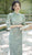 3/4 Sleeve Floral Velvet Cheongsam Full Length Chinese Dress