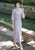 3/4 Sleeve Butterfly & Floral Velvet Cheongsam Full Length Chinese Dress