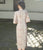Half Sleeve Abstract Painting Pattern Cheongsam Tea Length Chinese Dress