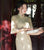 Half Sleeve Floral Lace Cheongsam Tea Length Chinese Dress