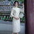 Half Sleeve Floral Lace Cheongsam Tea Length Chinese Dress