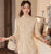 3/4 Sleeve Floral Lace Cheongsam Tea Length Chinese Dress