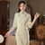 3/4 Sleeve Floral Lace Cheongsam Tea Length Chinese Dress