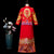 Costume de marié chinois traditionnel pleine longueur de broderie de bon augure avec boutons de sangle