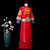 Abito da sposo cinese tradizionale a figura intera con ricamo di buon auspicio a doppia manica