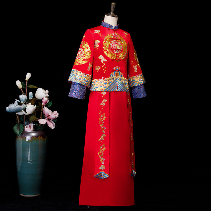 Dragon & Phoenix Embroidery Brocade Traditional Chinese Groom Suit