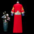 Abito da sposo cinese tradizionale a figura intera con ricamo di buon auspicio a doppia manica