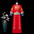 Costume de marié chinois traditionnel de pleine longueur de broderie de bon augure à double manche