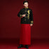 Abito da sposo cinese tradizionale in broccato con ricamo drago e fenice