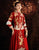 Abito da sposa tradizionale cinese a doppia manica con ricamo Phoenix con nappa