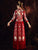Abito da sposa tradizionale cinese con maniche a 3/4 con ricamo floreale e pavone