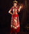 Pfau & Blumenstickerei 3/4 Ärmel Traditioneller Chinesischer Hochzeitsanzug