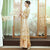 Floral Embroidery & Sequins Pleated Skirt Traditional Chinese Wedding Suit