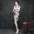 Floral Silk Blend Mini Cheongsam Chinese Dress