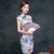Mandaril Collar Floral Silk Blend Mini Cheongsam Chinese Dress