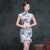 Mini robe chinoise Cheongsam en mélange de soie florale à col mao