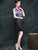 Cap Sleeve Mandarin Collar Floral Silk Blend Mini Cheongsam Day Dress