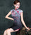Cap Sleeve Mandarin Collar Floral Silk Blend Mini Cheongsam Day Dress