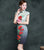 Mandarin Collar Silk Blend Cheongsam Knee Length Floral Chinese Dress