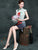 Mandarin Collar Silk Blend Cheongsam Knee Length Floral Chinese Dress