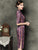 Half Sleeve Silk Blend Cheongsam Knee Length Striped Chinese Dress