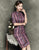 Half Sleeve Silk Blend Cheongsam Knee Length Striped Chinese Dress