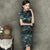 Short Sleeve Silk Blend Cheongsam Mini Floral Chinese Dress
