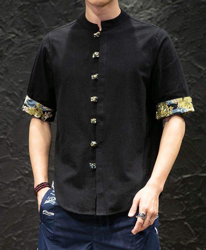 Camiseta estilo chino algodón exclusivo con media manga y cuello ma – IDREAMMART