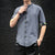 T-Shirt im chinesischen Stil aus Baumwolle mit Stehkragen und halben Ärmeln