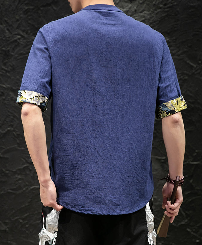 IDREAMMART Mandarin Collar Half Sleeve T-Shirt