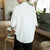 Camicia casual in stile cinese in cotone con firma a mezza manica