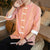 Chemise décontractée en coton à rayures à manches 3/4 de style chinois