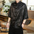 Dragon Pattern Silk Blend Half Sleeve Chinese Shirt