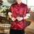 Chinesisches Hemd aus Seidenmischung mit Drachenmuster mit halben Ärmeln