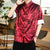 Camisa china de media manga de mezcla de seda con estampado de dragón