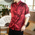 Dragon Pattern Silk Blend Half Sleeve Chinese Shirt