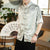 Dragon Pattern Silk Blend Half Sleeve Chinese Shirt