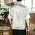 Dragon Pattern Silk Blend Half Sleeve Chinese Shirt