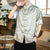 Dragon Pattern Silk Blend Half Sleeve Chinese Shirt