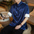 Dragon Pattern Silk Blend Half Sleeve Chinese Shirt