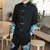 Camicia cinese a maniche lunghe in cotone con motivo a blocchi di colore