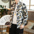 Long Sleeve Crane Pattern Signature Cotton Chinese Shirt