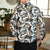Long Sleeve Crane Pattern Signature Cotton Chinese Shirt