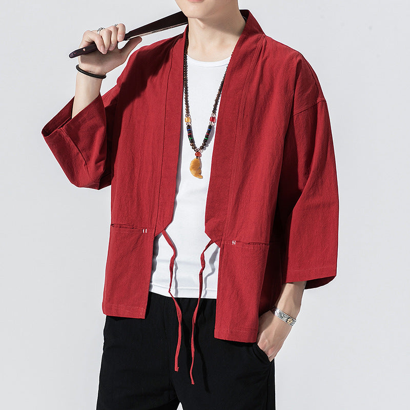 Loose Men's Cardigan Kimono Shirt Samurai Costume – IDREAMMART