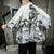 Dragon Pattern Retro Men's Cardigan Kimono Shirt Samurai Costume