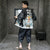Lion Face Pattern Chinese Style Casual Silk Kimono Suit