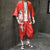 Lion Face Pattern Chinese Style Casual Silk Kimono Suit