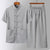 Auspicious Embroidery Short Sleeve Chinese Style Leisure Suit with Strap Buttons