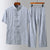 Floral Signature Cotton Short Sleeve Chinese Style Leisure Suit with Strap Buttons